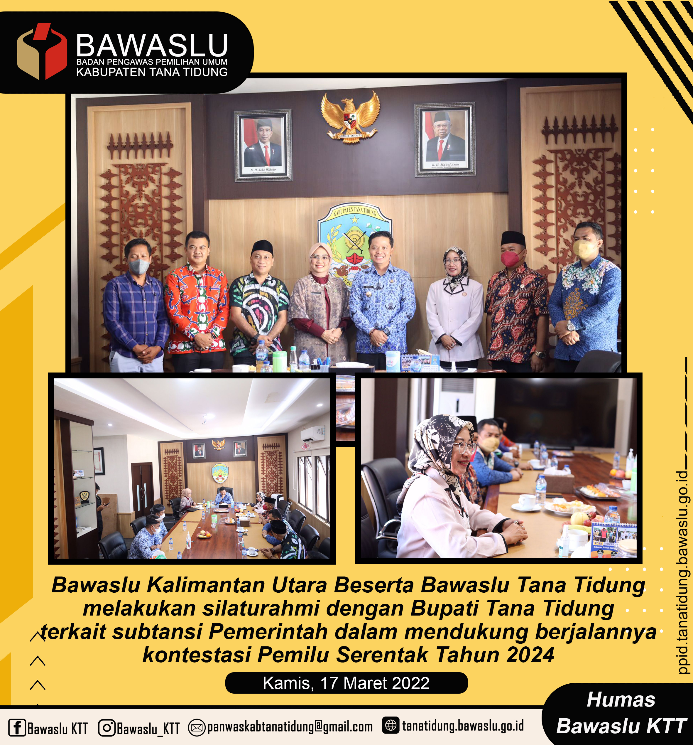 Ketua dan Pimpinan Bawaslu Kaltara beserta Bawaslu Tana Tidung silaturahmi dengan Bupati Tana Tidung