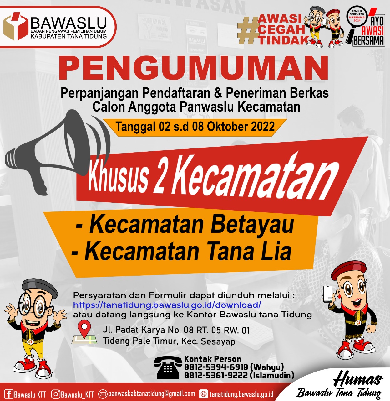 Betayau dan Tana Lia belum mencukupi kouta, Bawaslu KTT Perpanjang masa Perekrutan